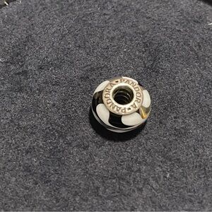 Pandora Black & White Swirl Murano Glass Charm - Sterling Silver 925 ALE 790676